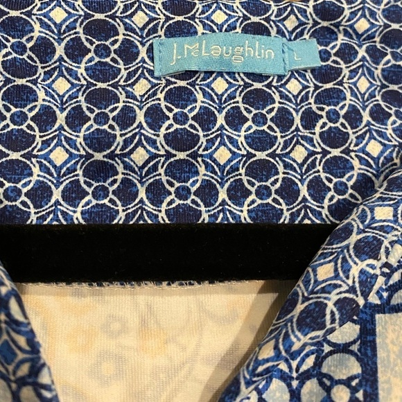 J. McLaughlin Print Tunic Catalina Cloth Navy Blue Light Blue Size Large - Picture 5 of 9